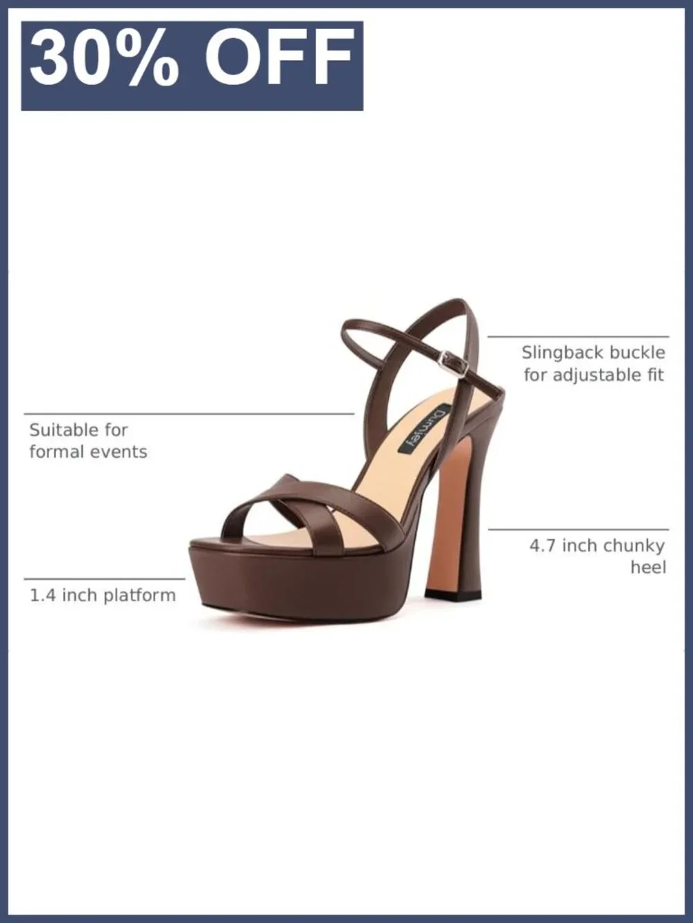 Platform Chunky High Heel Sandals with Ankle Strap Faux Leather Heels